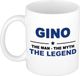 Bellatio Decorations naam cadeau mok - Gino - man myth legend - koffiemok - 300 ml - collega - vaderdag