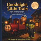 Goodnight Little Train: Sleepy Bedtime Stories with Rolly the Train, Fry the Frog, and Victory the Lion.