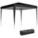 Gazebo 3x3 m pour 6-9 personnes, hauteur réglable avec trous de drainage, en métal et tissu Oxford noir