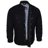 Bikers Gear Australia Gevoerd beschermend flanellen motoroverhemd, met Kevlar-aramide, effen zwart, met verwijderbaar pantser conform CE 1621-1, maat L