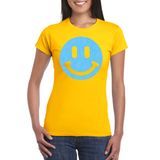 Bellatio Decorations Verkleed shirt dames - Smile / Emoticon - geel - carnaval/foute party - feestkleding XL
