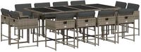 vidaXL 13-delige Tuinset met Kussens Poly Rattan Grijs