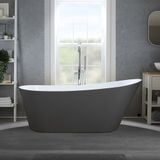 Hudson Reed Baignoire îlot Moderne - Gris (Charbon Foncé) et Trop-plein Chromé | 150cm x 75cm | Otterton