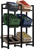 CLP Krattenrek Stack - Metalen Drankkrat Rek voor 2 tot 9 Kratten - Stevige Flessenkrat Standaard - Moderne Uitstraling - zwart - 6 Kratten