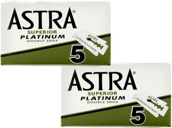 Astra Superior Platinum scheermesjes - Double Edge Blade - 2 doosjes van 5 scheermesjes = 10 Stuks
