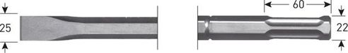 Rotec 6-kant Plattebeitel 25x360mm 6-kø22(tbv Hilti TE805/TE905) - 2156510