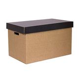 ONLY BOXES, Opbergdozen met zwart deksel, verhuis- en opbergdozen van karton met handgrepen, zeer sterke kartonnen dozen, 53,2 x 33,1 x 32,5 cm (l x b x h) in cm, 2 stuks