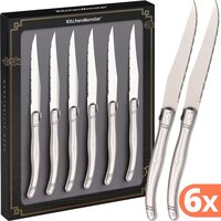 KitchenMonster Laguiole Deluxe Steakmessen - Set van 6 - RVS - Vaatwasserbestendig