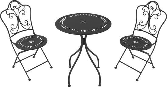 AXI Marilou Metal Bistro Set - 2 Chairs and Round Table - Anthracite