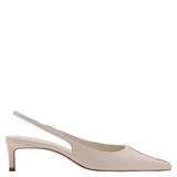 Mango beige leren slingback pumps met hak