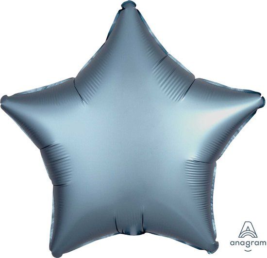 Amscan - Folieballon Satin Luxe Steel Blue Ster, 43 cm