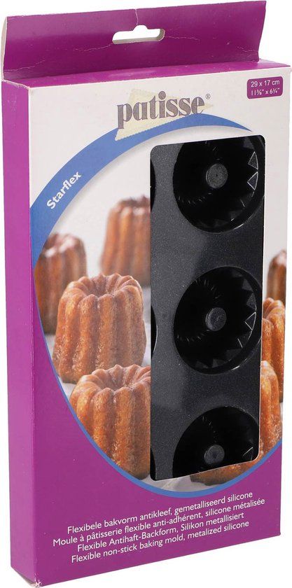 Patisse Mini Tulbandvorm 6 Vaks - Zwart - Siliconen