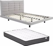 Vente-unique Bedframe stof grijs 160 x 200 cm