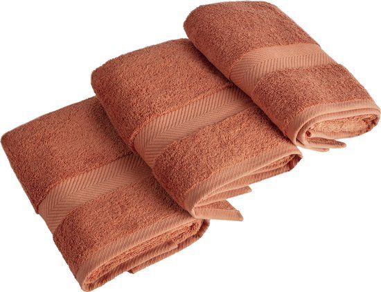 Casilin Royal Touch - Gastendoekjes - 50x100 cm - Terracotta - Set van 3 - Hotelkwaliteit