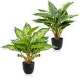 Unyqoos® Set van Twee Realistische Kunstplanten in Pot voor Diverse Binnenruimtes