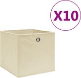vidaXL Opbergboxen 10 st 28x28x28 cm nonwoven stof crèmekleurig