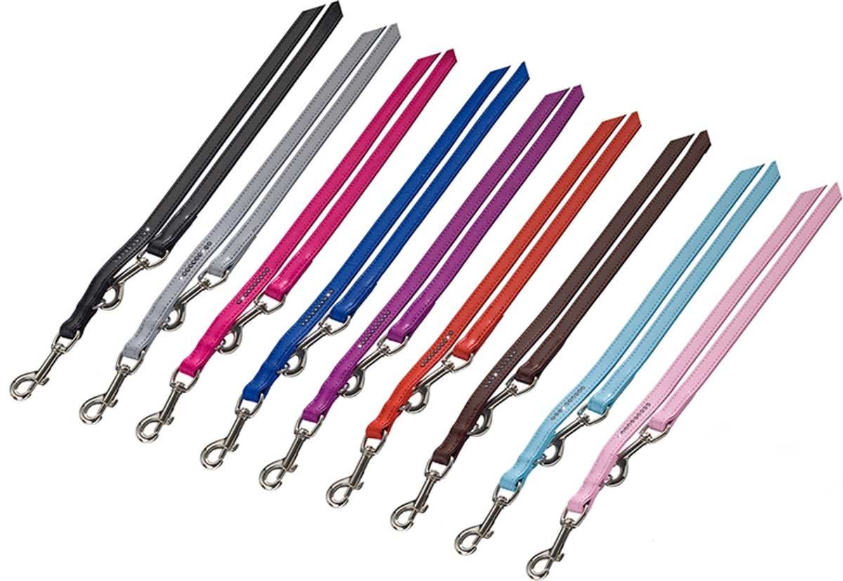 Nobby Riem dresseerlijn crystal verstelbaar - zacht leer Paars 200 x 1,2 cm - 1 ST