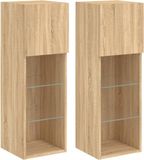 vidaXL Tv-meubels met LED-verlichting 2 st 30,5x30x90 cm Sonoma eiken