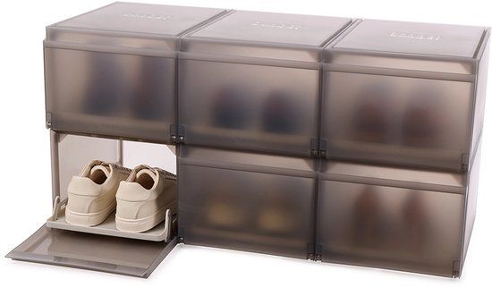 Joseph Joseph ShoeCase Set van 6 hoogwaardige schoenenopbergdozen, schuifplaat, stofdicht, klapdeur, geventileerd, eenvoudige montage