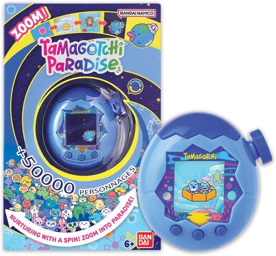 Bandai Tamagotchi Paradise Water - Virtueel dier om op te voeden - Tamagotchi met zoomwiel - Interactief speelgoed in het Engels - Blauw watermodel - Kinderspeelgoed 6 jaar en + - 43422