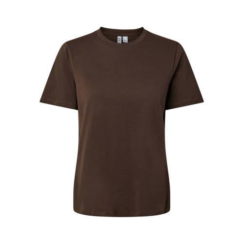 PIECES Rechtvallend T-shirt met Backprint - Donkerbruin