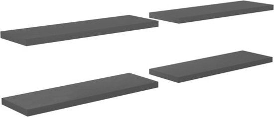 vidaXL Wandschappen zwevend 4 st 120x23,5x3,8 cm MDF hoogglans grijs