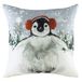Evans Lichfield Besneeuwde pinguïn met oorbeschermers Veer Gevuld kussen, Multi, 43 x 43cm