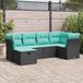 Maison Exclusive - Ensemble de jardin d'extérieur, 6 pièces, avec coussins, noir, en polyrotin