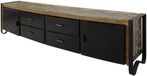 MASSIVMOEBEL24.DE meuble TV bois de récupération multicolore bois massif 208x43x55 cm (LxPxH) laqué entièrement massif assemblé INDUSTRIAL #106