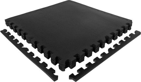 VirtuFit Fitness Puzzelmat - Vloermat - 12-delig - Zwart