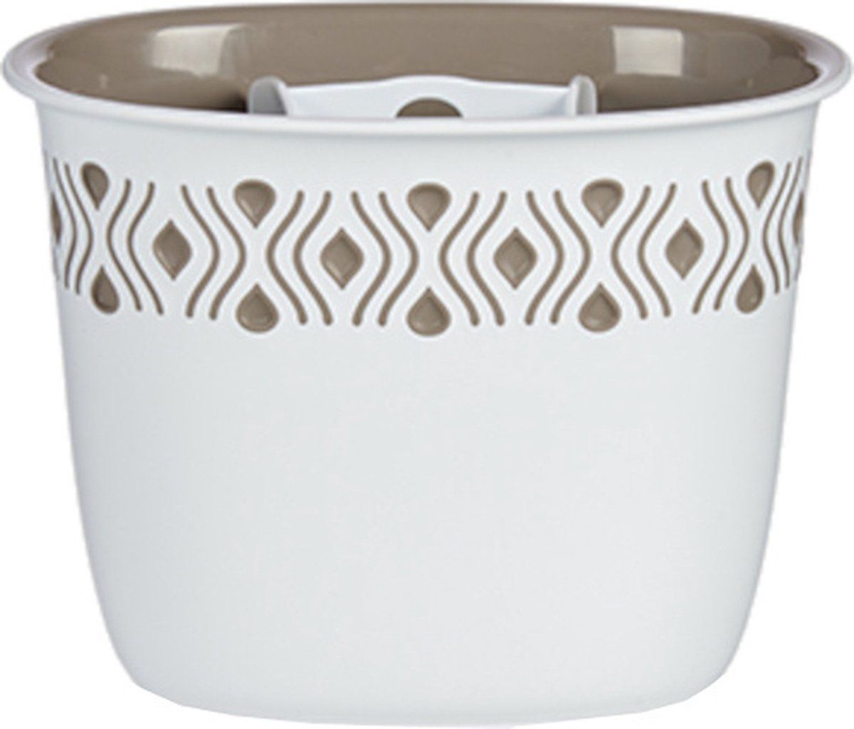 Stefanplast Tosca Bestekafdruiprek - 19,5 x 13,5 x 14 cm - Wit/taupe