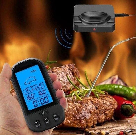 4cookz Draadloze vleesthermometer/BBQ thermometer - Zwart - 0Â° - 250Â