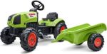 Falk Claas Tret Traktor, Claas Arion 410 met aanhanger, geschikt voor kinderen vanaf 2 jaar, 100% gemaakt in Frankrijk, 75% gerecycled plastic