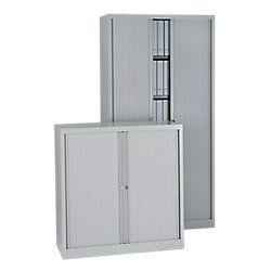 Bisley Gelaste roldeurkast hoog 4 legborden Zilver 120 x 43 x 198 cm