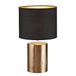 Fischer & Honsel Tafellamp, bronzen | bronskleurig antiek| stoffen kap | zwart Chintz/binnen goudkleurig | H: 35,00 cm, D: 20,00 cm| met snoerschakelaar | 1x E14 max. 25 Watt zonder lamp | 50657
