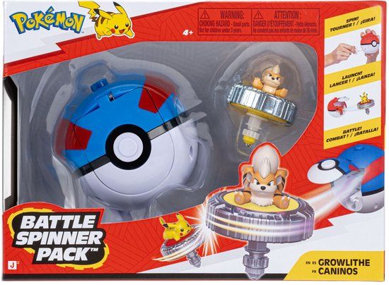 Jazwares Pokémon - Battle Spinner Game - Growlithe & Great Ball