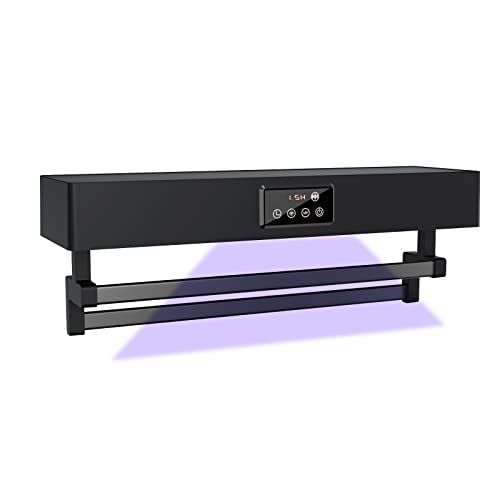 QL Elektrisch Verwarmd Handdoekenrek met UV-ontsmettingsmiddel en Hete Lucht Snel Drogen 500W,Intelligent Handdoekenwarmer 60CM,Handdoekdroger voor Badkamer en Keuken,Zwart