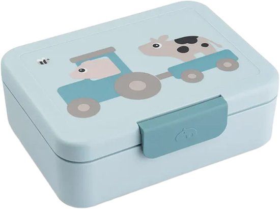 Done By Deer Lunch Box W/Divider Tiny Farm Blue