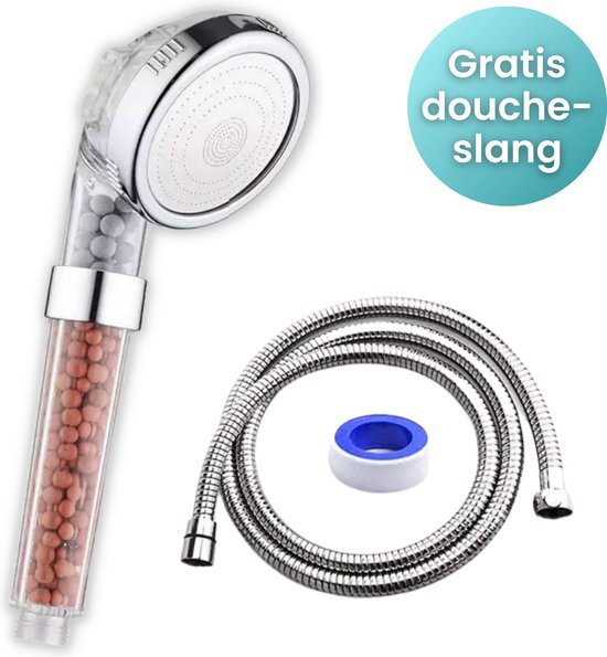 PureSanitair Waterbesparende Douchekop - Ionische Douche - Handdouche met Hogedruk - Duurzaam - Met slang en waterfilter