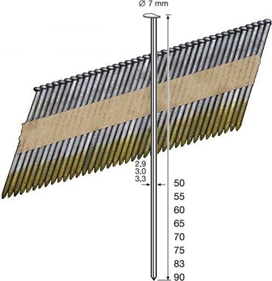 Dutack Clipped Head Nail 3.0x90mm 34° Verzinkt Glad