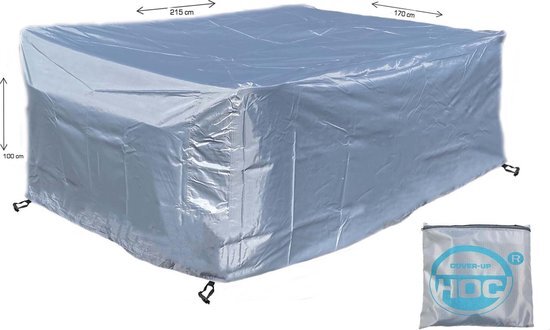 COVER UP HOC - diamond hoes tuinmeubelen- 215x170x100 cm - tuinset beschermhoes waterdicht met stormbanden, trekkoord en