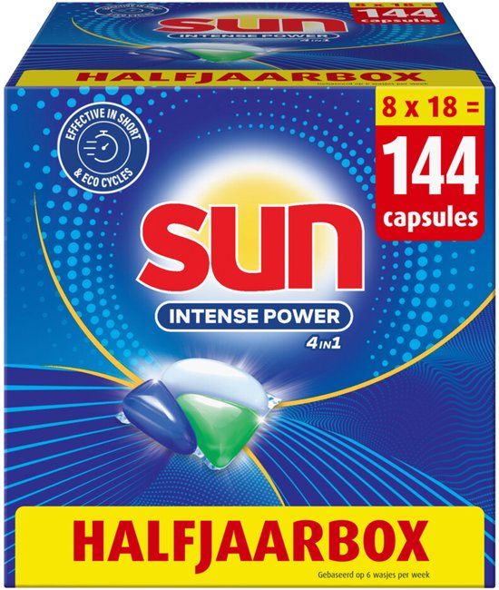 Sun Intense Power 4 in 1 Vaatwastabletten - 8 x 18 stuks - Voordeelverpakking