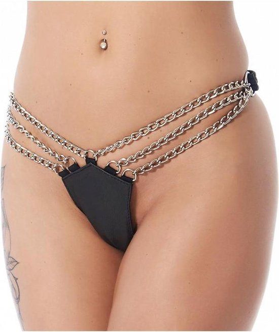 Rimba BV Leren Slip Met Kettingen - Verstelbaar Met Drukknopen M/L
