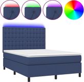 vidaXL Boxspringbed met matras en LED-verlichting (blauw), 140x190 cm, gestoffeerd
