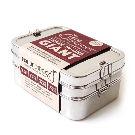 EcoLunchbox RVS Lunchbox 3-in-1 Giant - 3-delig - RVS - 1.25L