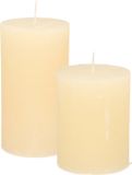 Set de bougies coniques/cylindriques - 2x - blanc ivoire - modèle rustique