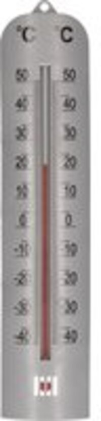 Merkloos / Sans marque Thermometer voor de huiskamer binnen 27 x 6 cm van kunststof - zilver