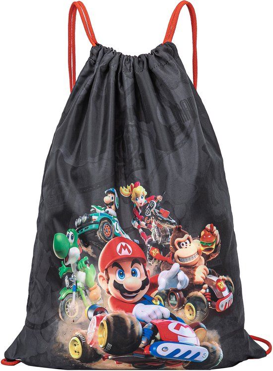 4KidsOnly Bol Mario Kart World Gymtas Jongens – Zwemtas met Mario, Luigi, Yoshi, Peach en Donkey Kong – Zwart en Rood