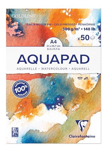 Clairefontaine Goldline Aquapad - Set van 3 Stuks - A4 - 50 Vellen per Blok - 300 g - Aquarelpapier