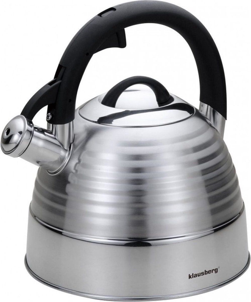 KLAUSBERG Top Choice Fluitketel - 3 liter - Zilverkleurig - RVS